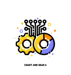 Pie Chart And Gear Icon For Concept