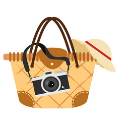 Rattan Bag With Hang Camera To Travel