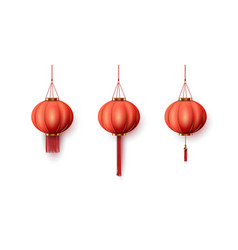 Chinese Hanging Red Paper Lantern On White