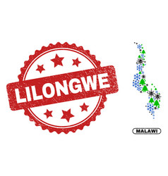 Lilongwe Distress Seal Stamp And Malawi Map