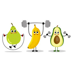 Set Of Funny Fruit Mascot Make Gym