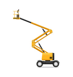 Boom Lift On Wheel Isolated White Background