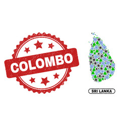 Colombo Textured Stamp And Sri Lanka Map Collage