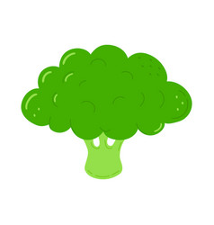 Cute Funny Broccoli Icon Hand Drawn Cartoon