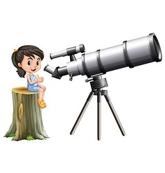 Little Girl Looking Through Telescope