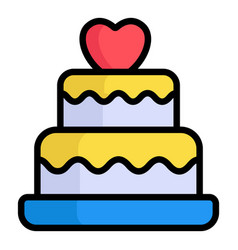 Love Cake Food Color Line Icon