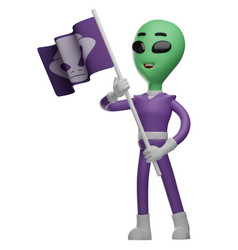 A Patriotic 3d Alien Holding Flag Proudly