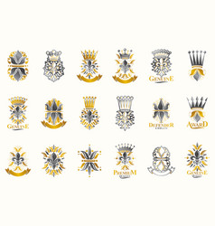 Classic Style De Lis And Crowns Emblems Big Set