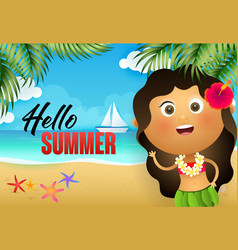 Hello Summer Flyer Design Hawaiian Girl