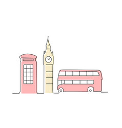 London Landmark Outline Line Style