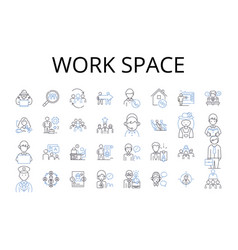 Work Space Line Icons Collection Living Room