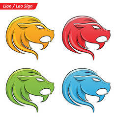 Colorful Digital Sketches Of Leo Zodiac Star Sign