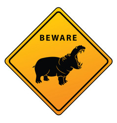 Hippopotamus Caution Sign