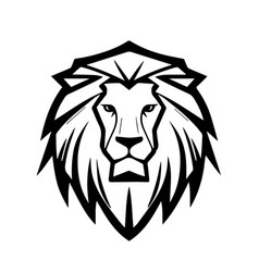 Lion Black Head On A White Background