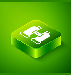 Isometric Binoculars Icon Isolated On Green