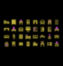 Children Room Icons Set Neon