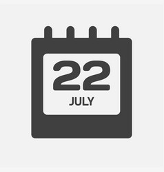 Icon Day Date 22 July Template Calendar Page