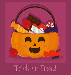 Isolated Cute Jack O Lantern With Candies Happy