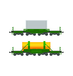 Side View Freight Train Wagons Set Railway