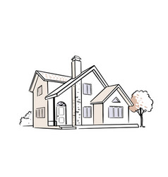 House In Line Art Style Drawing Home Linear