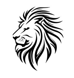 Lion Black Head On A White Background