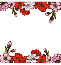 Seamless Repeat Border Of Spring Flowers Sakura