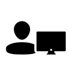 Coder Icon Male Person User With Computer Monitor