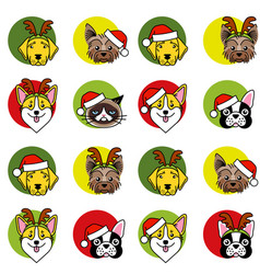 Dogs And Cat In Christmas Hat Seamless Pattern