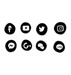 Hand Drawn Social Media Logo Set Facebook Youtube