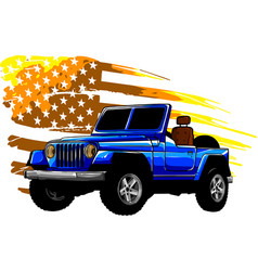 Offroad Car And American Flag