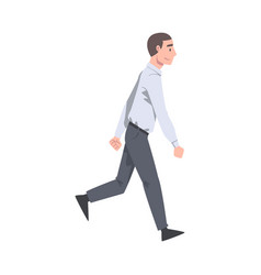 Walking Man Character Taking Steps Forward Side