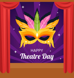 World Theater Day Background Flat Cartoon Hand