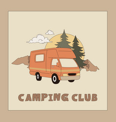 Camping Van And Pine Trees Poster Template