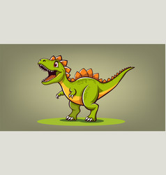 Cartoon Cute Funny Green Dinosaur