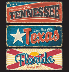 Tennessee Texas And Florida States Rusty Plates