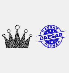 Dot Crown Icon And Distress Caesar Stamp