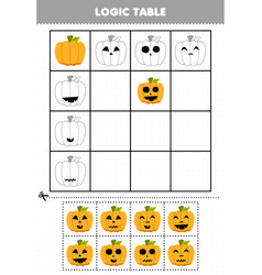 Education Game For Children Logic Table Pumpkin