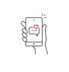 Hand Hold Smartphone Heart Email Send New Love