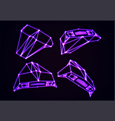 Neon Space Ships Set Attacking Invaders