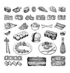 Asian Food In Art Ink Style