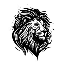 Lion Black Head On A White Background