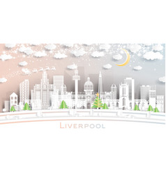 Liverpool Uk City Skyline In Paper Cut Style