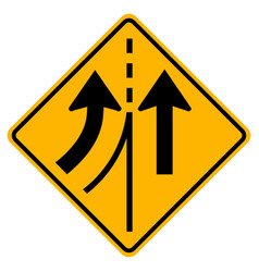 Warning Traffic Sign Merging Left Lane