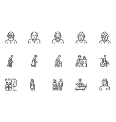 Elder People Line Icons