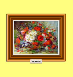 Gold Frame With Picture Flowers 3d