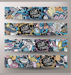 Bathroom Cartoon Doodle Banners Set