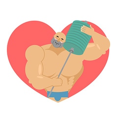 I Love Fitness Athlete Hugs Barbell Bodybuilder