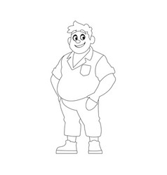 Black And White Line Art Fat Man Posing