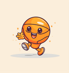 Cute Cartoon Basketball Character Running