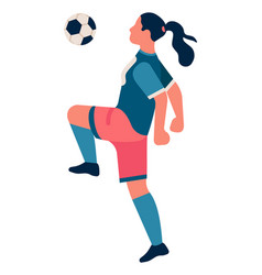 Player Kick Ball With Knee Soccer Playing Woman